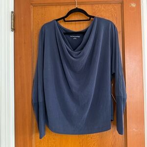 NWT Soft Surroundings Jada Top Size Large in Dark Navy Long Sleeve Cowl Neck
